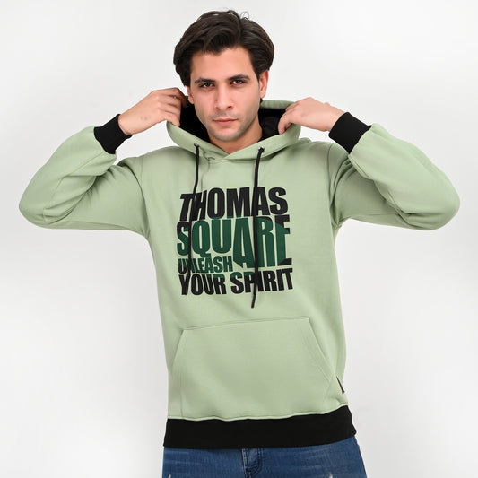 100% Cotton - Printed Milton Hoodie – With Anti-theft Hidden Pockets - mint green color