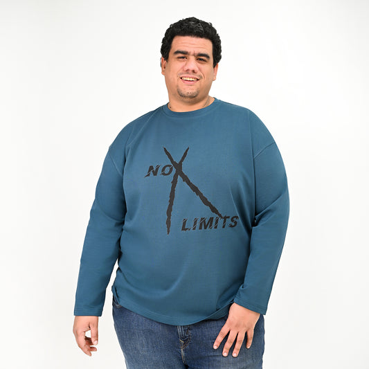 Thomas-Square - No Limits, Long sleeves Smart Oversize Printed T-Shirt - 100% cotton - BIG-MAN collection