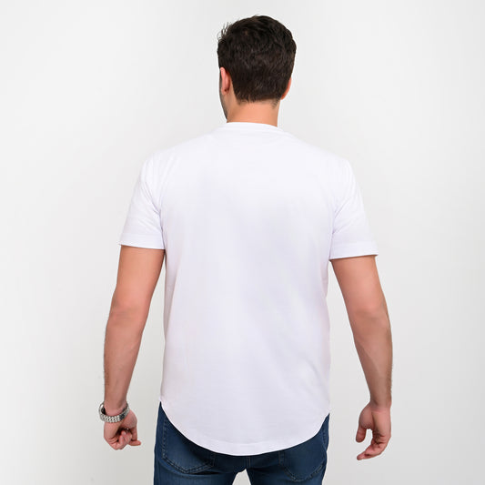 100% Soft cotton printed curved t-shirt - full signature