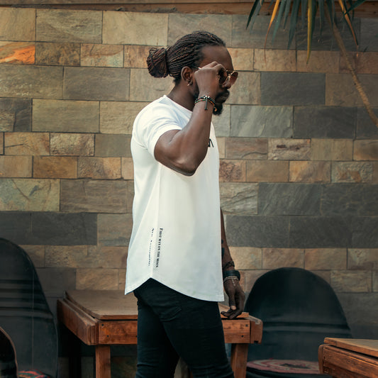 95% Cotton - curved printed t-shirt Nasa design with printed side - White