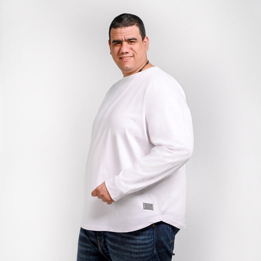 Over Size Curved long sleeves T-shirt - Solid color