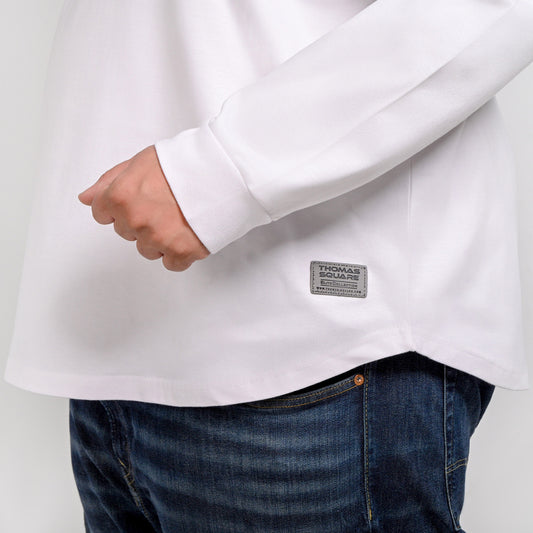 Over Size Curved long sleeves T-shirt - Solid color