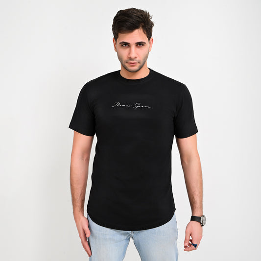 100% Soft cotton printed curved T-shirt, Thomas Signature