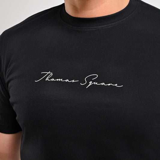 100% Soft cotton printed curved T-shirt, Thomas Signature