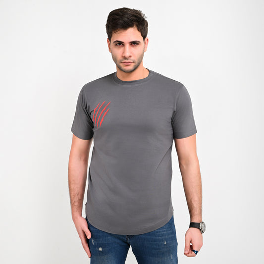 100% Summer Soft cotton printed curved t-shirt- Scrabble