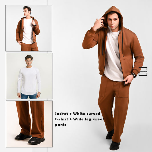 Men’s Winter Full Set (Jacket + T-shirt + Wide leg sweat pants)