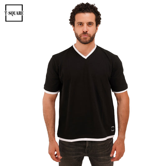 Elegant Cotton V-neck T-shirt – v1