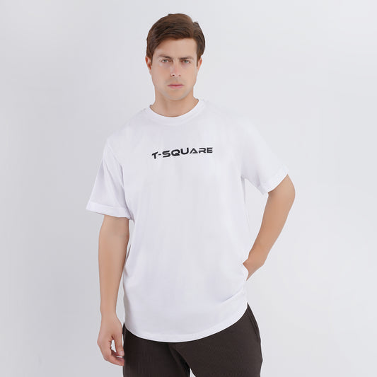 95% Cotton - Curved T-shirt - Printed - T-square new design - CL1