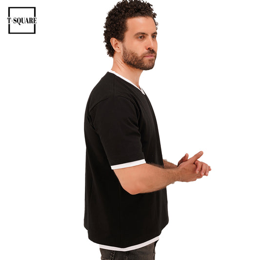 Elegant Cotton V-neck T-shirt – v1