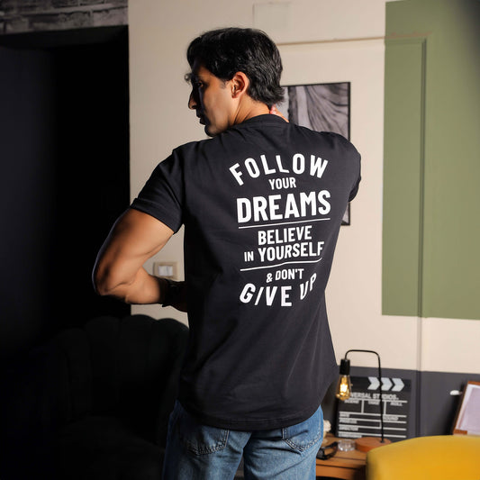 100% cotton – Follow your dreams design - Printed curved T-shirt – Elite Collection