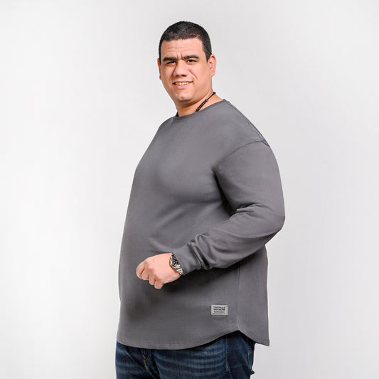 Oversize Curved Plain | 3XL-5XL - Long sleeve T-shirt