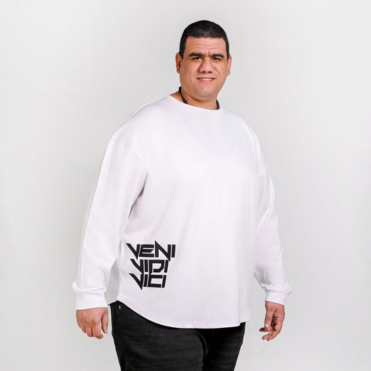 Over Size curved printed T-shirt - Vini Vidi Vici