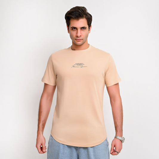 100% Soft cotton printed curved t-shirt - full signature