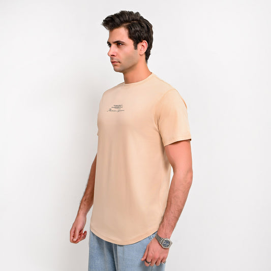 100% Soft cotton printed curved t-shirt - full signature