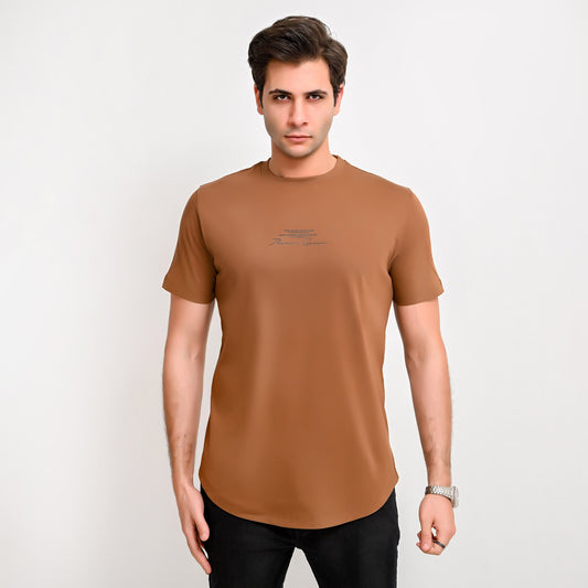 100% Soft cotton printed curved t-shirt - full signature