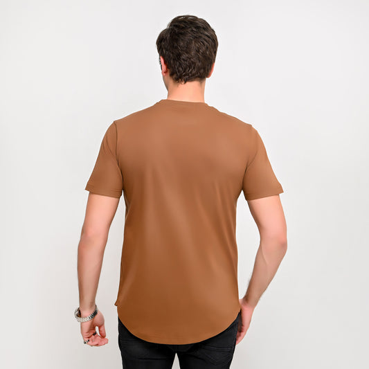 100% Soft cotton printed curved t-shirt - full signature