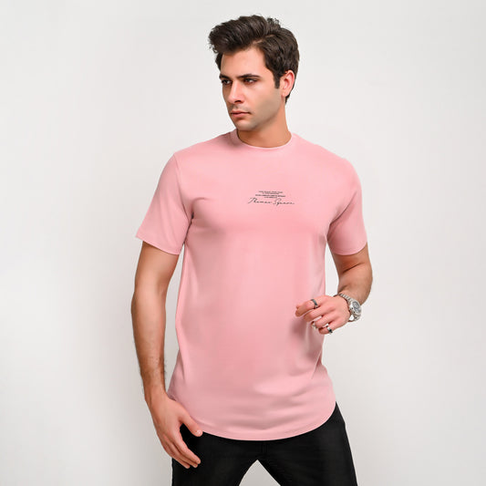 100% Soft cotton printed curved t-shirt - full signature