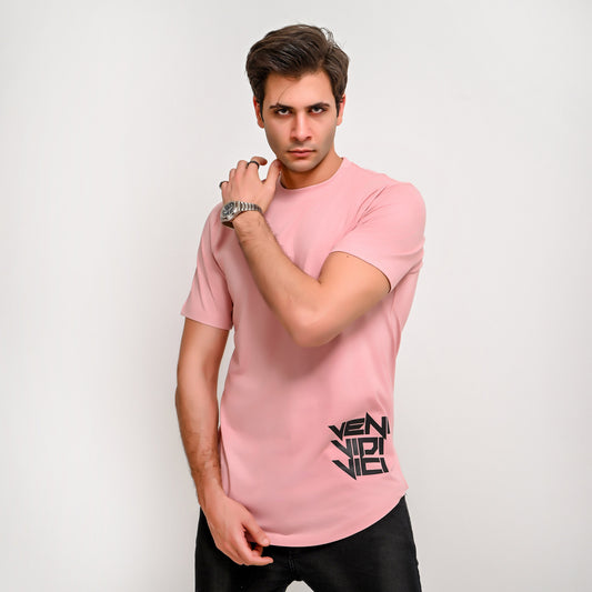 100% Soft cotton printed curved t-shirt VENI VIDI VICI