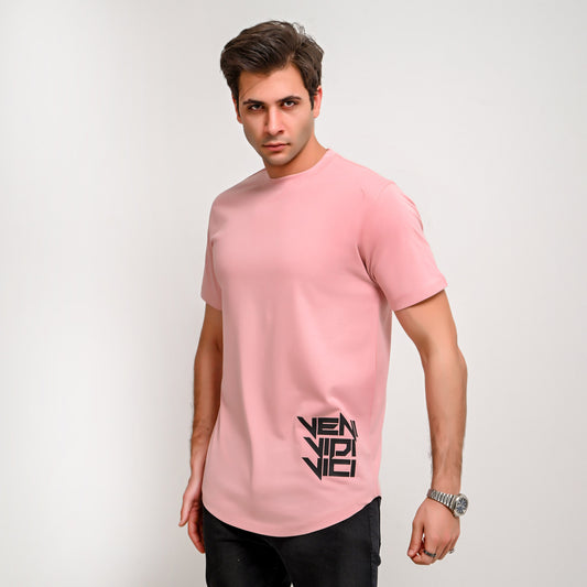 100% Soft cotton printed curved t-shirt VENI VIDI VICI