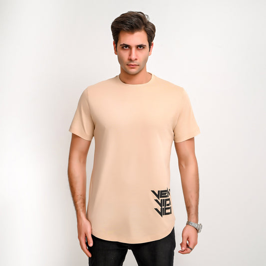 100% Soft cotton printed curved t-shirt VENI VIDI VICI