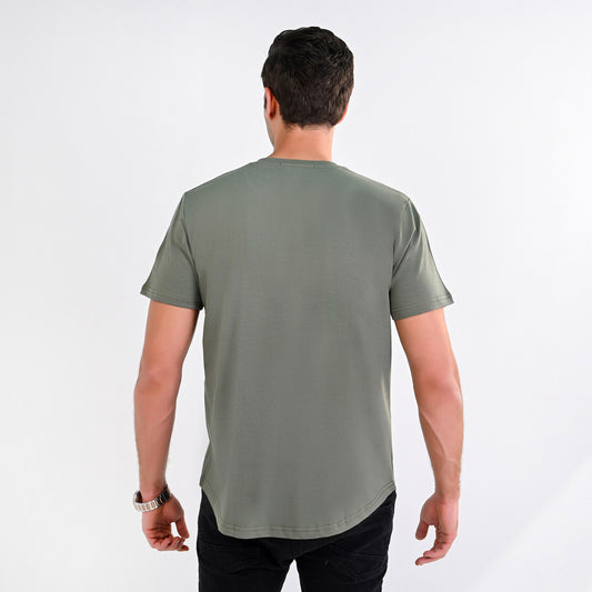 V-Neck 100% cotton-shirt - Curved