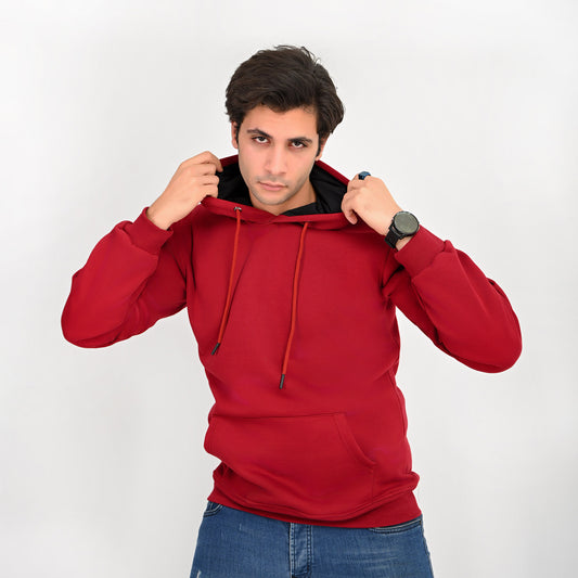 100% Cotton - Milton Hoodie – With Anti-theft Hidden Pockets - Burgundy color