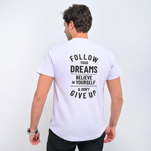 100% cotton – Follow your dreams design - Printed curved T-shirt – Elite Collection