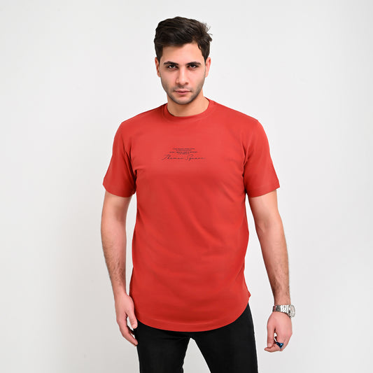 100% Soft cotton printed curved t-shirt - full signature