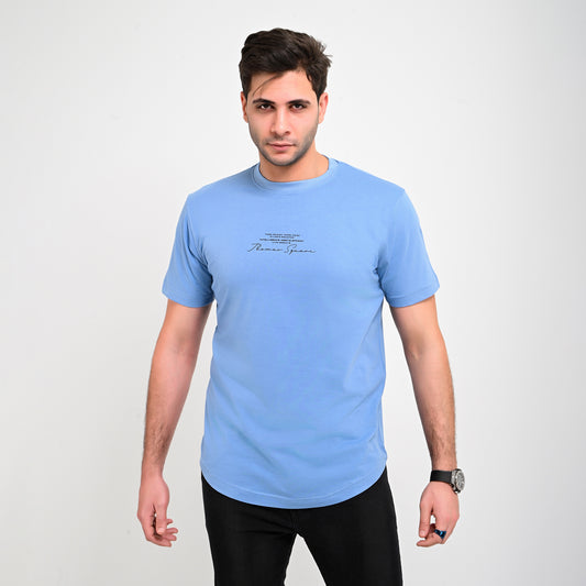 100% Soft cotton printed curved t-shirt - full signature
