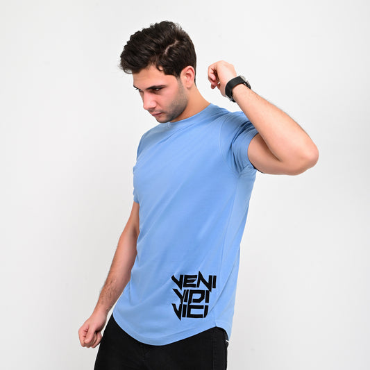 100% Soft cotton printed curved t-shirt VENI VIDI VICI