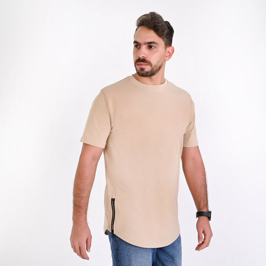 100% Cotton The Side-Zipper Curved Tee – Elite Collection (NEW)