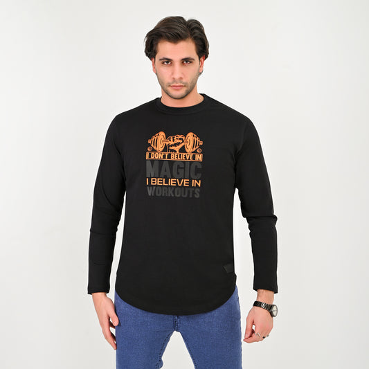 100% Cotton - Long sleeves printed curved T-shirt - Elite collection