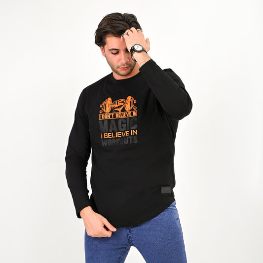 100% Cotton - Long sleeves printed curved T-shirt - Elite collection